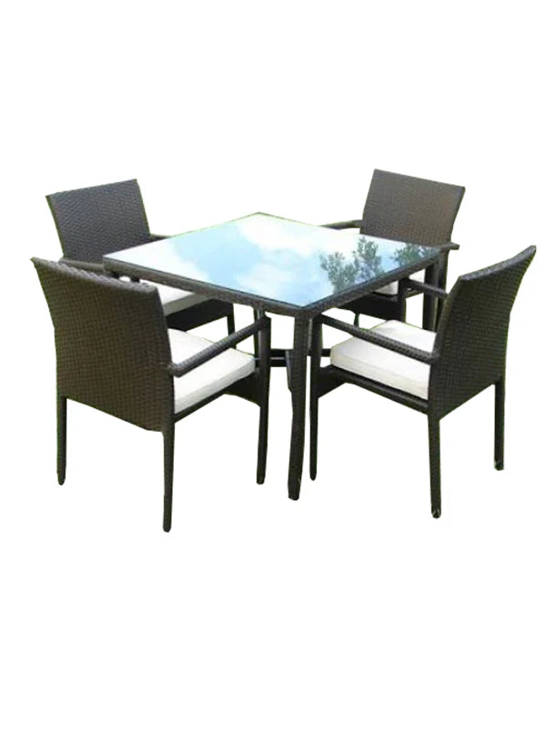 Esabel 5-Piece Garden Cushioned Chair Set with Glass Table | Outdoor Patio Set