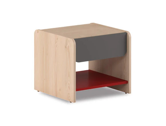 Wilson Two-Tone Bedside Table – Bold Red & Pine Grey
