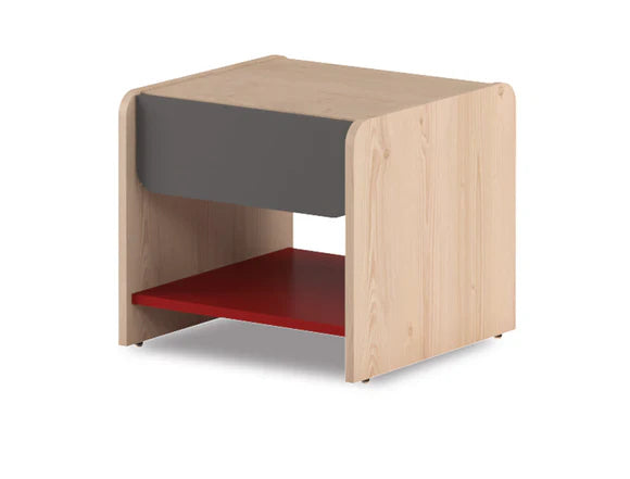 Wilson Two-Tone Bedside Table – Bold Red & Pine Grey