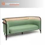3.5 Seater Cane Sofa Green