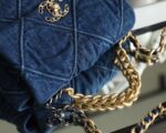 Chanel 19 Flap Bag 26cm Goatskin Leather Spring/Summer Act 1 Collection, Blue Jean - Image 4