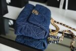 Chanel 19 Flap Bag 26cm Goatskin Leather Spring/Summer Act 1 Collection, Blue Jean - Image 5