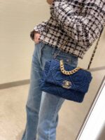 Chanel 19 Flap Bag 26cm Goatskin Leather Spring/Summer Act 1 Collection, Blue Jean - Image 17