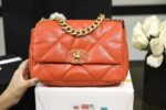 Chanel 19 Flap Bag 26cm Goatskin Leather Spring/Summer Act 1 Collection, Orange - Image 10