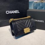Chanel Chevron Boy Bag 20cm Caviar Leather Antique Gold Hardware Fall/Winter Act 1 Collection Black - Image 5