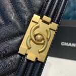 Chanel Chevron Boy Bag 20cm Caviar Leather Antique Gold Hardware Fall/Winter Act 1 Collection Black - Image 9