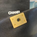 Chanel Chevron Boy Bag 20cm Caviar Leather Antique Gold Hardware Fall/Winter Act 1 Collection Black - Image 14