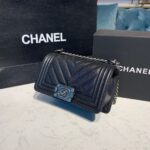 Chanel Chevron Boy Bag 20cm Caviar Leather Antique Silver Hardware Fall/Winter Act 1 Collection, Black - Image 3
