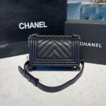 Chanel Chevron Boy Bag 20cm Caviar Leather Antique Silver Hardware Fall/Winter Act 1 Collection, Black - Image 6