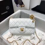 Chanel Classic Flap With Charm Chain With CC Details On Strap Bag 20cm Gold Hardware Lambskin Leather Spring/Summer Collection, White - Image 2