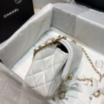 Chanel Classic Flap With Charm Chain With CC Details On Strap Bag 20cm Gold Hardware Lambskin Leather Spring/Summer Collection, White - Image 3