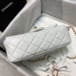 Chanel Classic Flap With Charm Chain With CC Details On Strap Bag 20cm Gold Hardware Lambskin Leather Spring/Summer Collection, White - Image 4