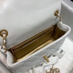 Chanel Classic Flap With Charm Chain With CC Details On Strap Bag 20cm Gold Hardware Lambskin Leather Spring/Summer Collection, White - Image 10