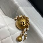 Chanel Classic Flap With Charm Chain With CC Details On Strap Bag 20cm Gold Hardware Lambskin Leather Spring/Summer Collection, White - Image 7