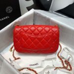 Chanel Classic Flap With Charm Chain With CC Details On Strap Bag 20cm Gold Hardware Lambskin Leather Spring/Summer Collection, Red - Image 3