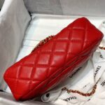 Chanel Classic Flap With Charm Chain With CC Details On Strap Bag 20cm Gold Hardware Lambskin Leather Spring/Summer Collection, Red - Image 9