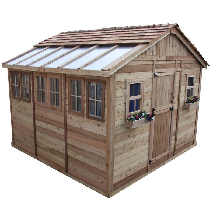 12 ft. W x 12 ft. D Cedar Wood Sunshed Garden Shed TSH - Image 6