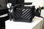 Chanel Chevron Gabrielle Hobo Bag 20cm Aged Calfskin Leather Spring/Summer Act 1 Collection, So Black - Image 9