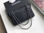 Chanel Chevron Classic Flap Bag 25cm Silver Hardware Caviar Leather Spring/Summer Collection Black - Image 7