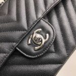 Chanel Chevron Classic Flap Bag 25cm Silver Hardware Caviar Leather Spring/Summer Collection Black - Image 4