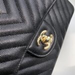 Chanel Chevron Classic Flap Bag 25cm Gold Hardware Caviar Leather Spring/Summer Collection Black - Image 7