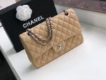 Chanel Classic Flap Bag 30cm Silver Hardware Lambskin Leather Spring/Summer Collection Beige - Image 3