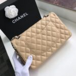 Chanel Classic Flap Bag 30cm Silver Hardware Lambskin Leather Spring/Summer Collection Beige - Image 5