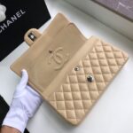 Chanel Classic Flap Bag 30cm Silver Hardware Lambskin Leather Spring/Summer Collection Beige - Image 6