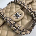 Chanel Classic Flap Bag 30cm Silver Hardware Lambskin Leather Spring/Summer Collection Beige - Image 9
