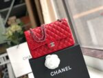 Chanel Classic Flap Bag 25cm Silver Hardware Lambskin Leather Spring/Summer Collection Red - Image 2