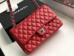 Chanel Classic Flap Bag 25cm Silver Hardware Lambskin Leather Spring/Summer Collection Red - Image 3