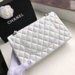 Chanel Classic Flap Bag 25cm Silver Hardware Lambskin Leather Spring/Summer Collection White - Image 4