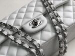 Chanel Classic Flap Bag 25cm Silver Hardware Lambskin Leather Spring/Summer Collection White - Image 9