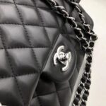 Chanel Classic Flap Bag 25cm Silver Hardware Lambskin Leather Spring/Summer Collection Black - Image 9