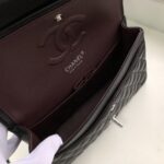 Chanel Classic Flap Bag 25cm Silver Hardware Lambskin Leather Spring/Summer Collection Black - Image 6