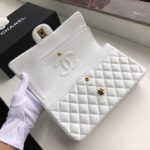 Chanel Classic Flap Bag 25cm Gold Hardware Lambskin Leather Spring/Summer Collection White - Image 9