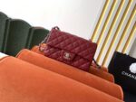 Chanel Classic Flap Bag 20cm Silver Hardware Caviar Leather Spring/Summer Collection Burgundy - Image 2