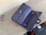 Chanel Classic Flap Bag Silver Hardware Lambskin Leather Spring/Summer Collection Navy Blue - Image 6