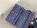 Chanel Classic Flap Bag Silver Hardware Lambskin Leather Spring/Summer Collection Navy Blue - Image 8