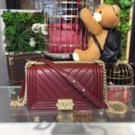 Chanel Chevron Boy Bag 25cm Caviar Leather Gold Hardware Spring/Summer Act 1 Collection Burgundy - Image 2