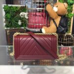 Chanel Chevron Boy Bag 25cm Caviar Leather Gold Hardware Spring/Summer Act 1 Collection Burgundy - Image 3