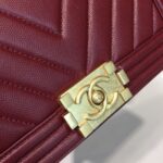 Chanel Chevron Boy Bag 25cm Caviar Leather Gold Hardware Spring/Summer Act 1 Collection Burgundy - Image 5
