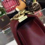 Chanel Chevron Boy Bag 25cm Caviar Leather Gold Hardware Spring/Summer Act 1 Collection Burgundy - Image 9