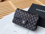 Chanel Classic Flap Bag Silver/Gold Hardware Lambskin/Caviar Leather Spring/Summer Collection Black - Image 6