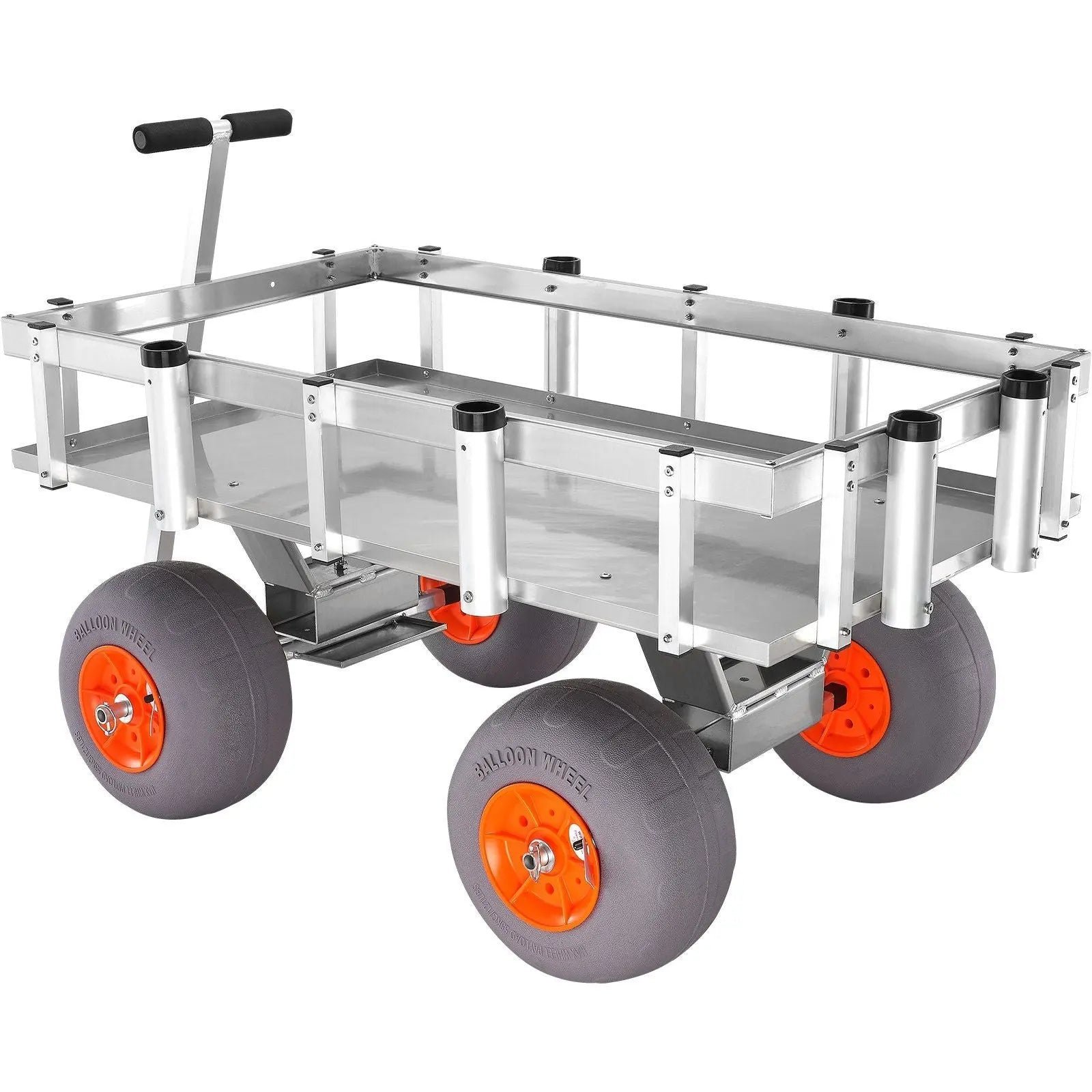 VEVOR-Beach-Fishing-Cart-500-lbs-Load-Capacity-Fish-and-Marine-Cart-with-Four-13-Big-Wheels-PU-Balloon-Tires-for-Sand-Heavy-Duty-Aluminum-Pier-Wagon-Trolley-with-6-Rod-Holders-for-Fis 500 lbs Beach Fishing Cart, 13″ PU Balloon Tires, Heavy-Duty Aluminum Frame, 6 Rod Holders, DOBA-MC500 - Image 1