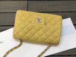 Chanel Classic Flap Bag 20cm Silver Hardware Caviar Leather Spring/Summer Collection Yellow - Image 6