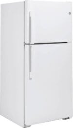 GE – 33 in. Wide 21.9 Cu. Ft. Top-Freezer Refrigerator with Garage Ready Performance – White - Image 4