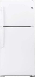 GE – 33 in. Wide 21.9 Cu. Ft. Top-Freezer Refrigerator with Garage Ready Performance – White