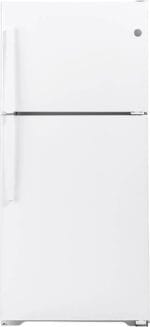 GE – 33 in. Wide 21.9 Cu. Ft. Top-Freezer Refrigerator with Garage Ready Performance – White - Image 2
