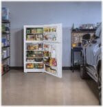GE – 33 in. Wide 21.9 Cu. Ft. Top-Freezer Refrigerator with Garage Ready Performance – White - Image 8